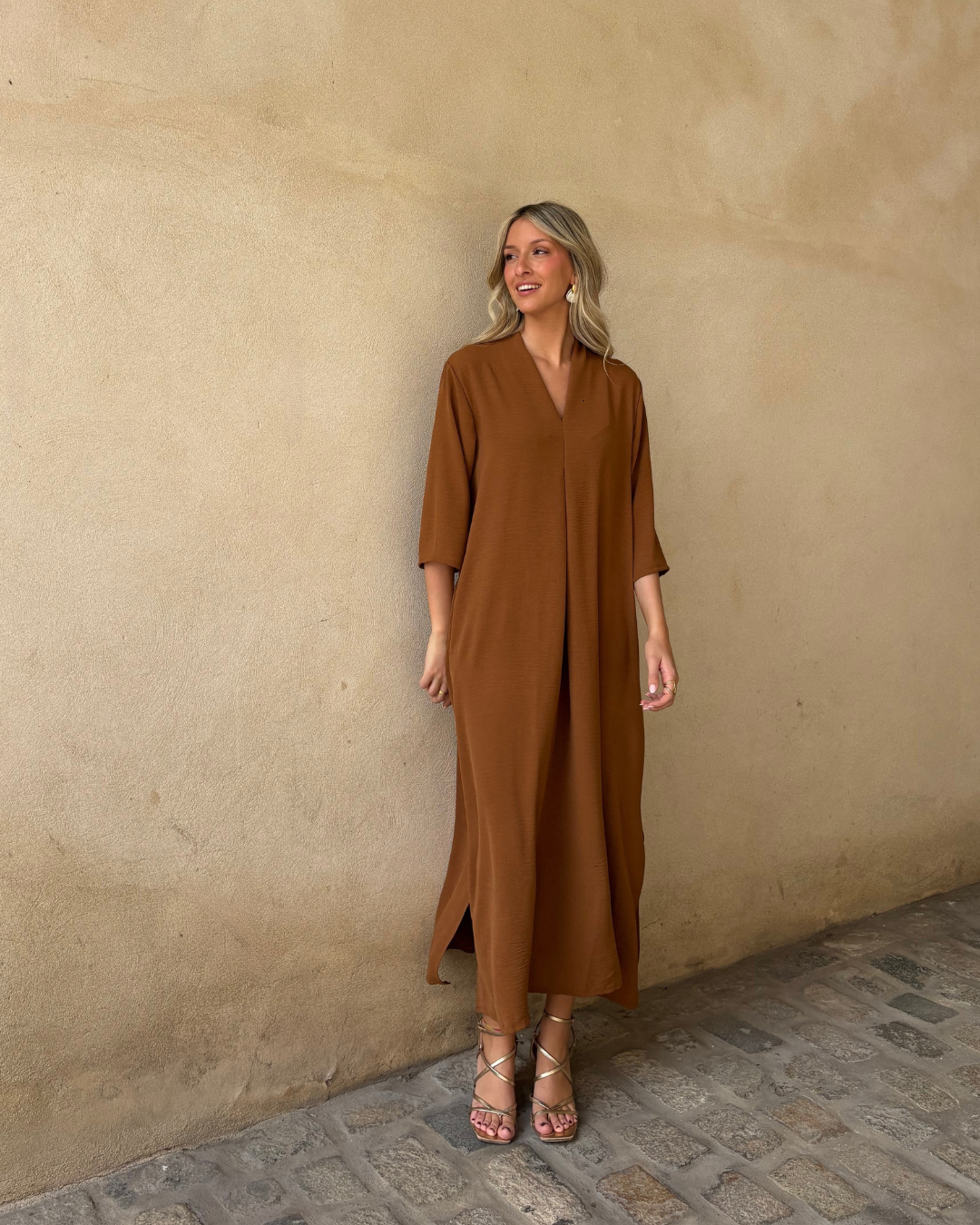 Vestido Laura avellana