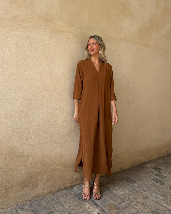 Vestido Laura avellana