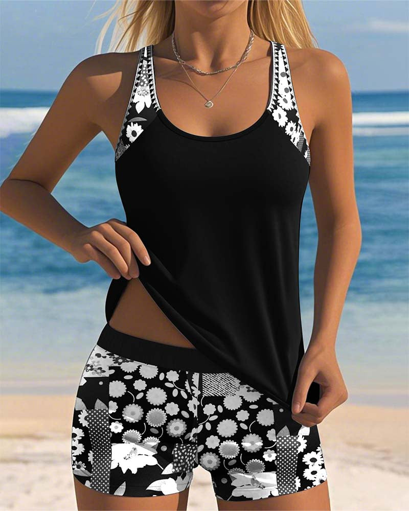 Blanca | Conjunto Tankini que Cubre Barriga y Trasero