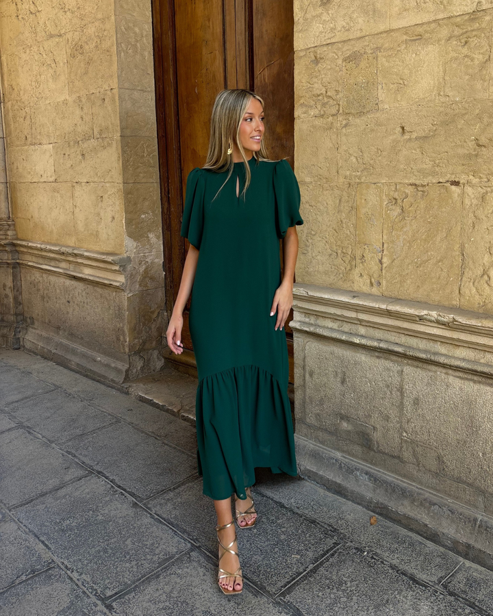 Vestido Galliano verde *PREVENTA* EN FABRICACIÓN, SE ENTREGA EN SEMANA 6 DE ABRIL*
