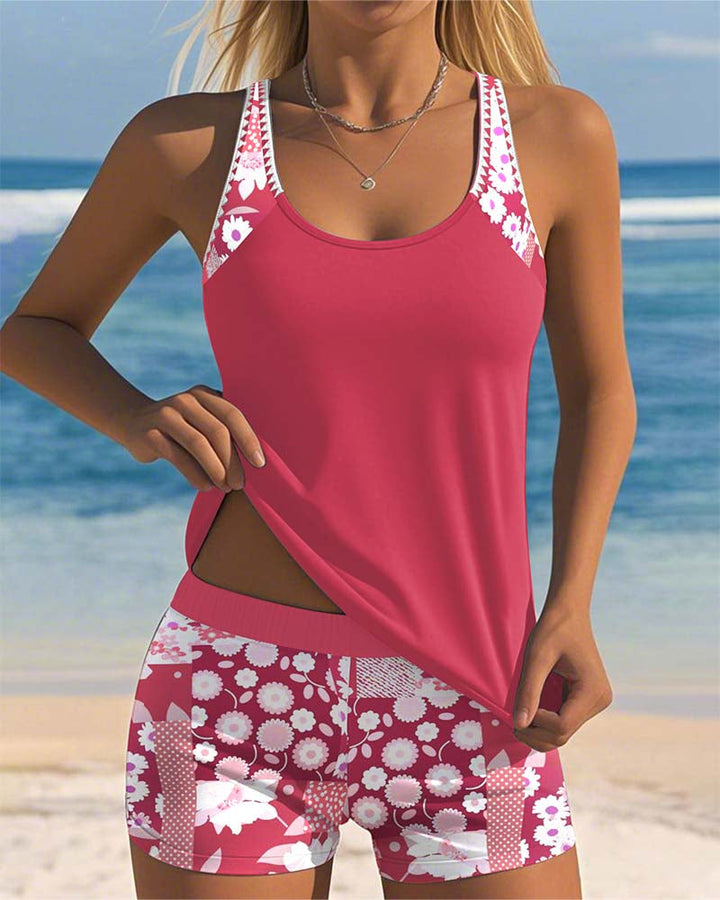 Blanca | Conjunto Tankini que Cubre Barriga y Trasero