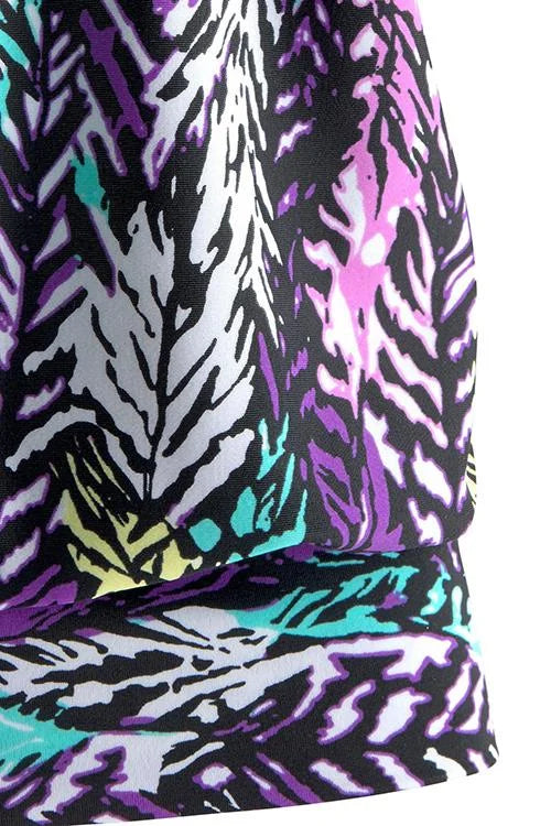 penacho | Conjunto de tankini con estampado de plumas que cubre el vientre