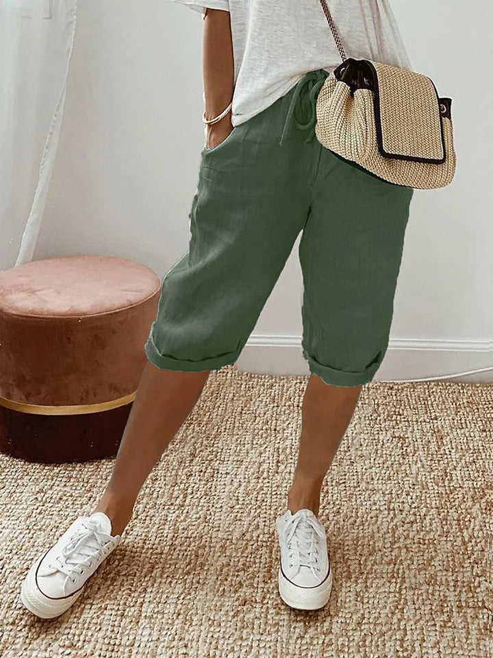Lauren | Pantalones Cortos de Mezcla de Lino Relajados