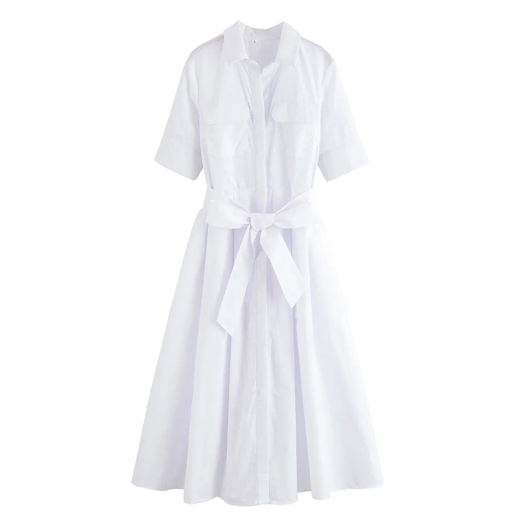 Margot | Short Sleeve Pocket Shirt Dress
