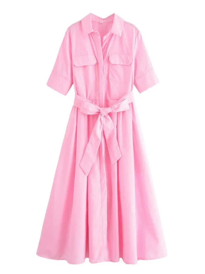 Margot | Short Sleeve Pocket Shirt Dress