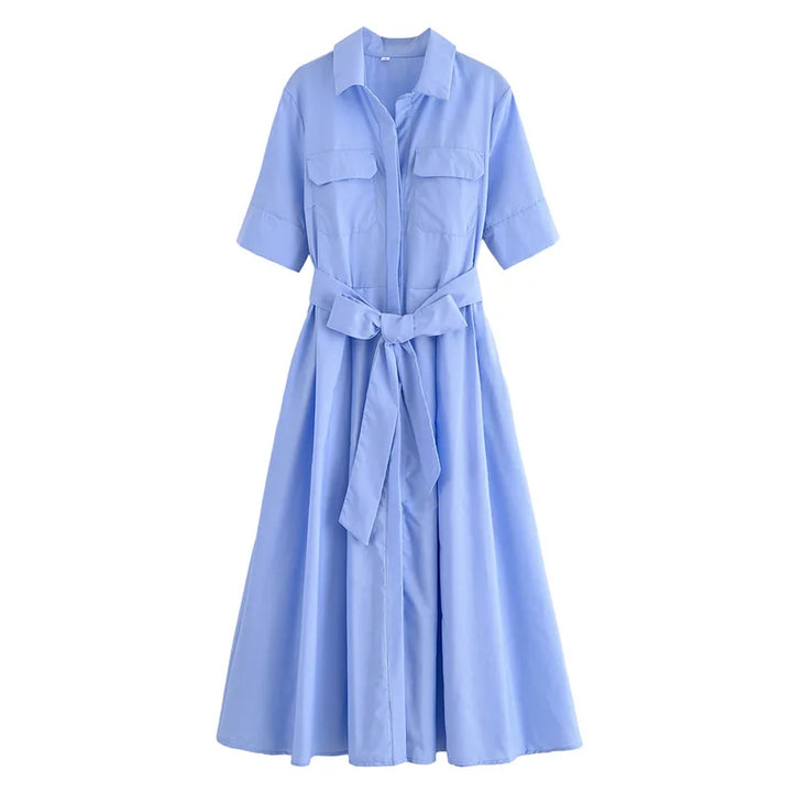 Margot | Short Sleeve Pocket Shirt Dress