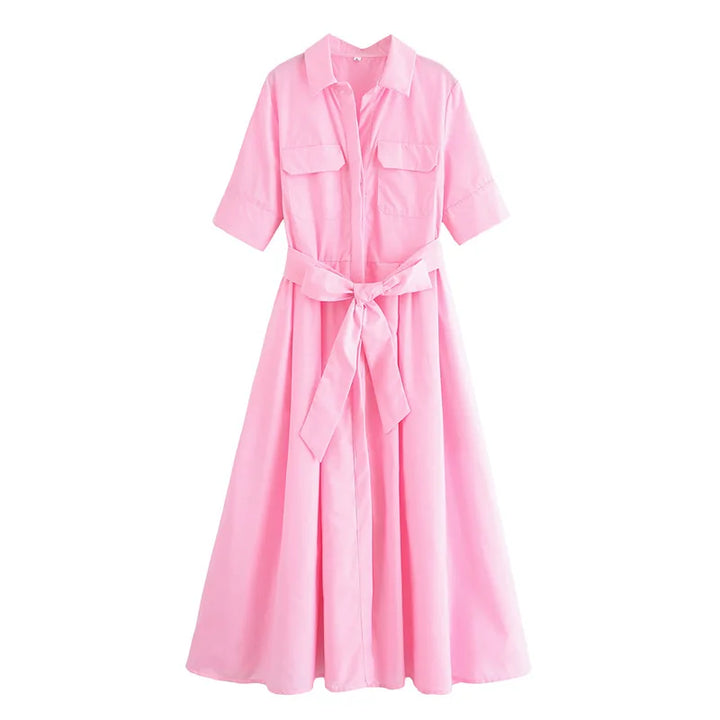 Margot | Short Sleeve Pocket Shirt Dress