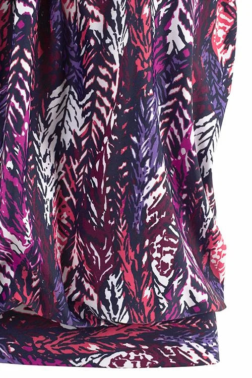 penacho | Conjunto de tankini con estampado de plumas que cubre el vientre