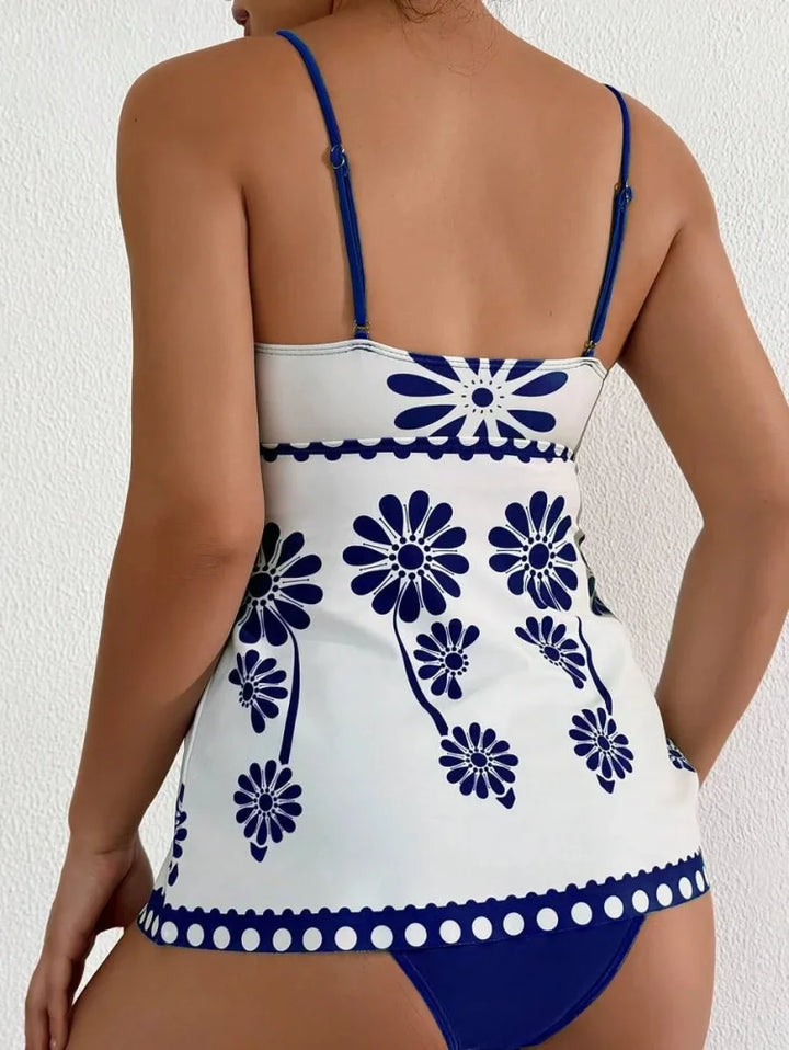 Margarita | Conjunto tankini con estampado de margaritas que cubre el vientre