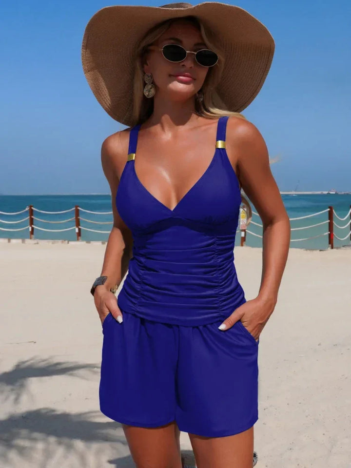 Harper | Conjunto de tankini fruncido con bolsillos